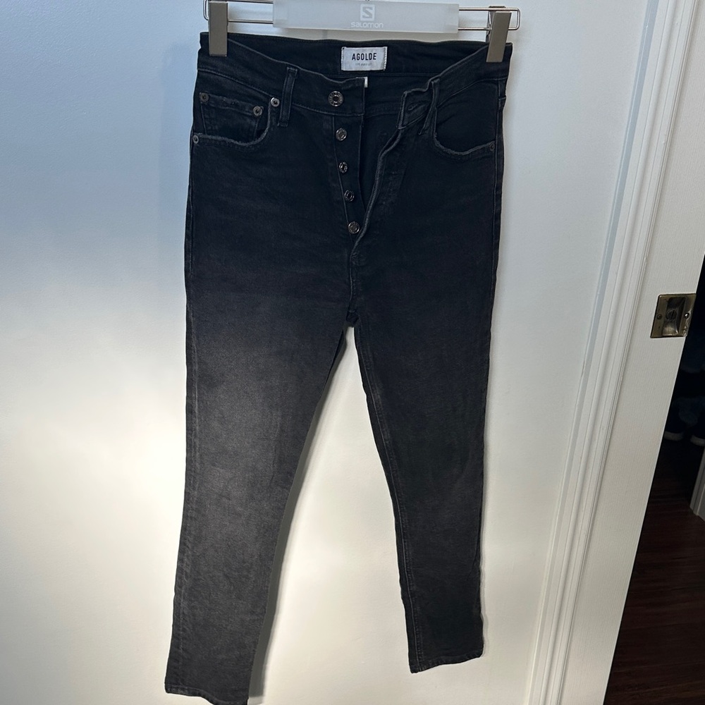 Agolde Charcoal Nico Button-Fly Jeans
